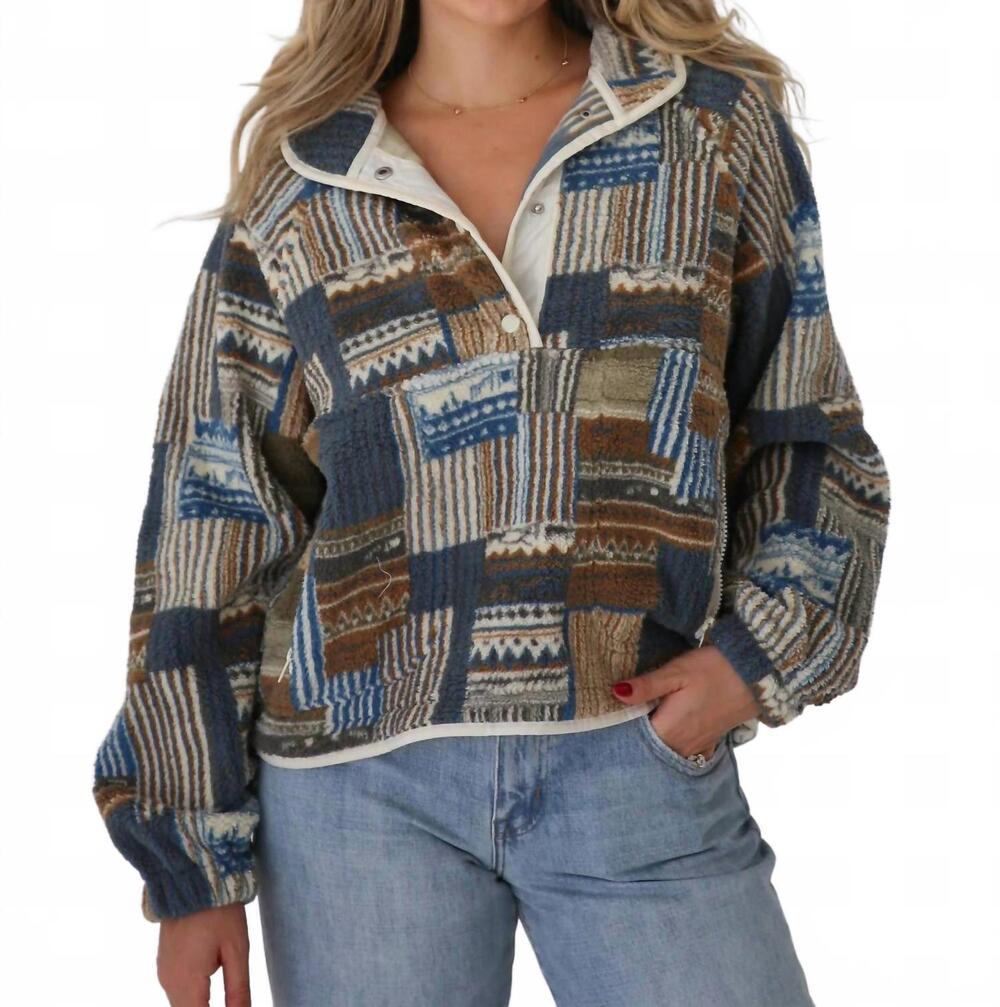 NEW BUTTERMELON roman patchwork print sweatshirt in blue multi